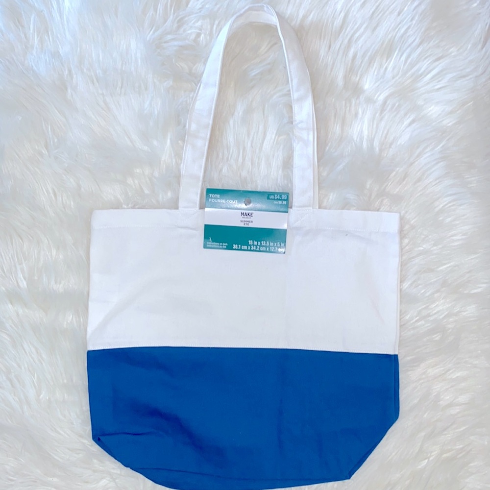 Make Market Blue and White Tote Bag